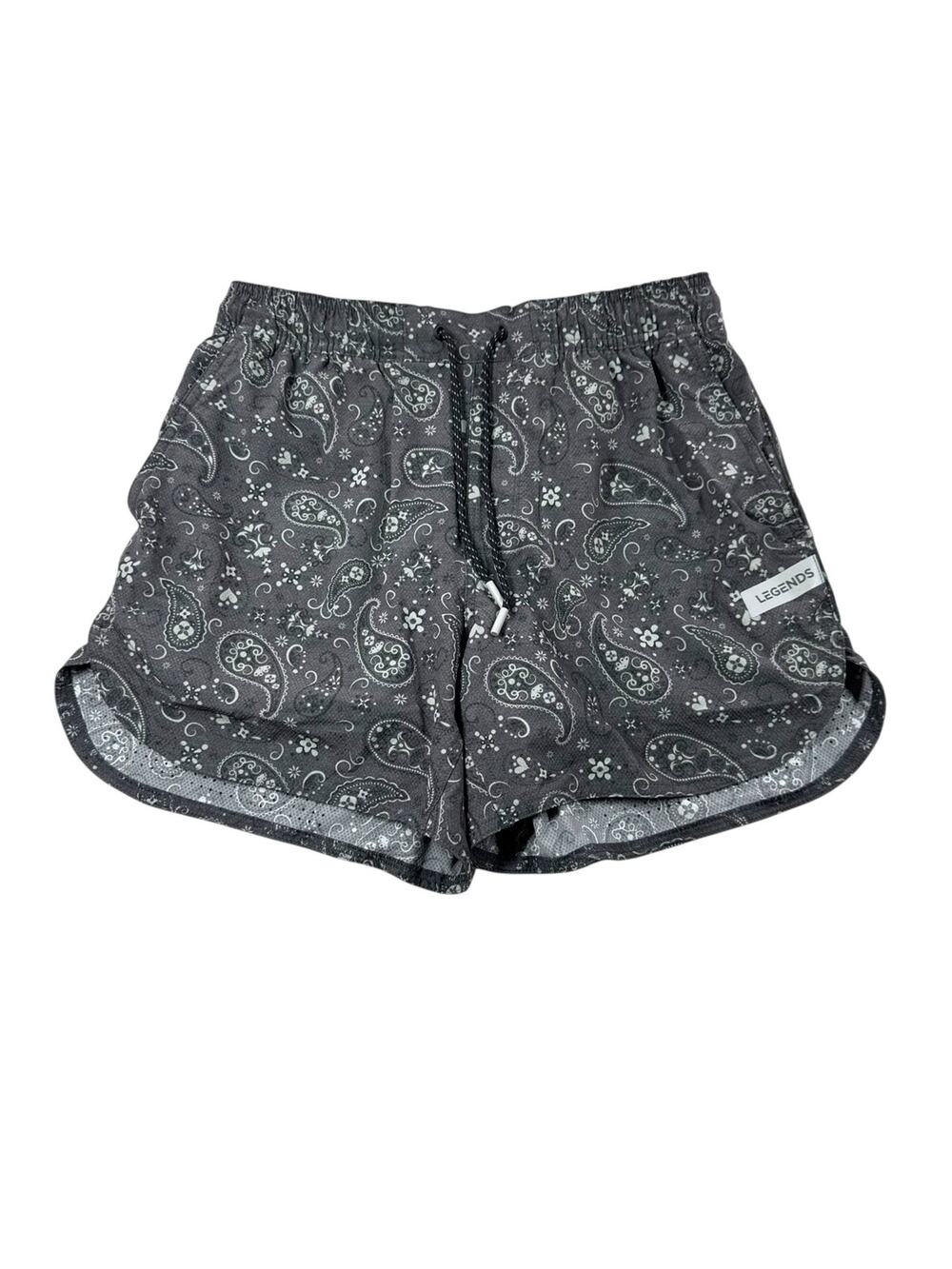 Legends Luka Lined Paisley Mens Gym Shorts M Grey White Workout Athleisure Run